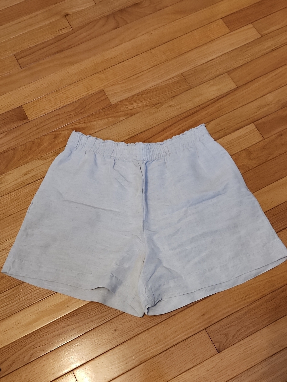 H&M Beige Elastic Waist Linen Blend Shorts
